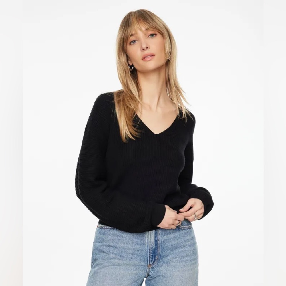 Dynamite Luca Ribbed Sweater in Jet Black